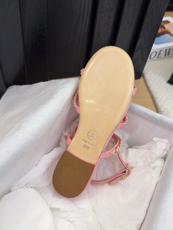CC 25S Sandal Three Leather Strap Pink Calfskin