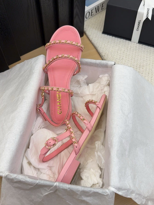 CC 25S Sandal Three Leather Strap Pink Calfskin