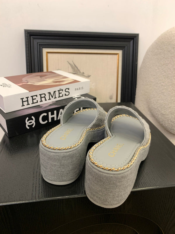 CC 25 Platform Slippers Blue Lambskin 310384