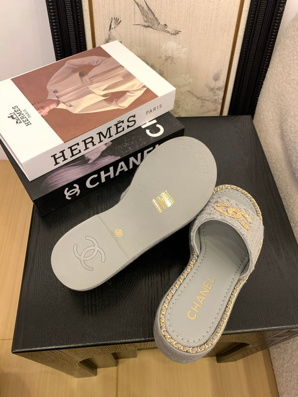 CC 25 Platform Slippers Blue Lambskin 310384