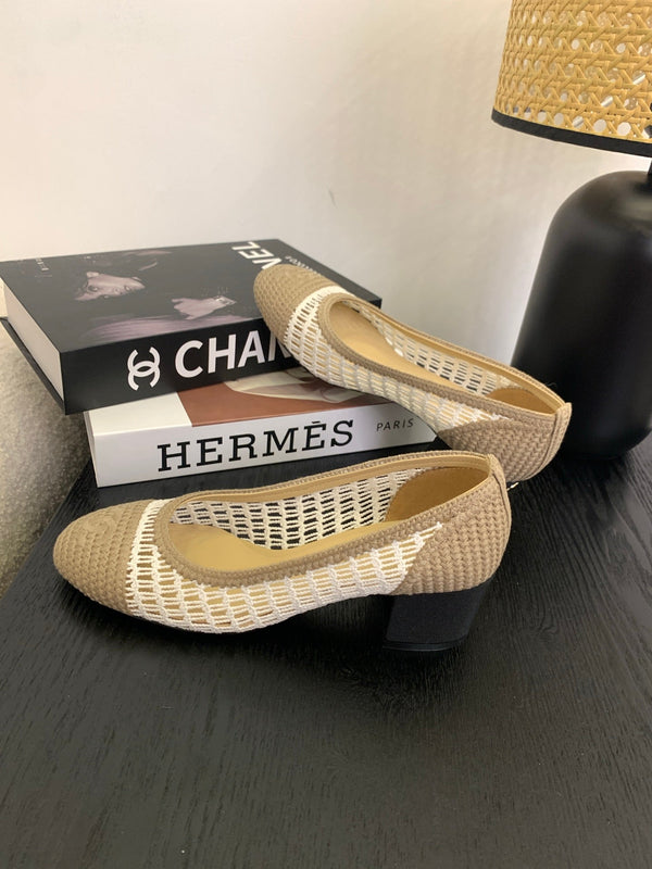 cc 25 ballet flat 50mm beige white raffia 288816