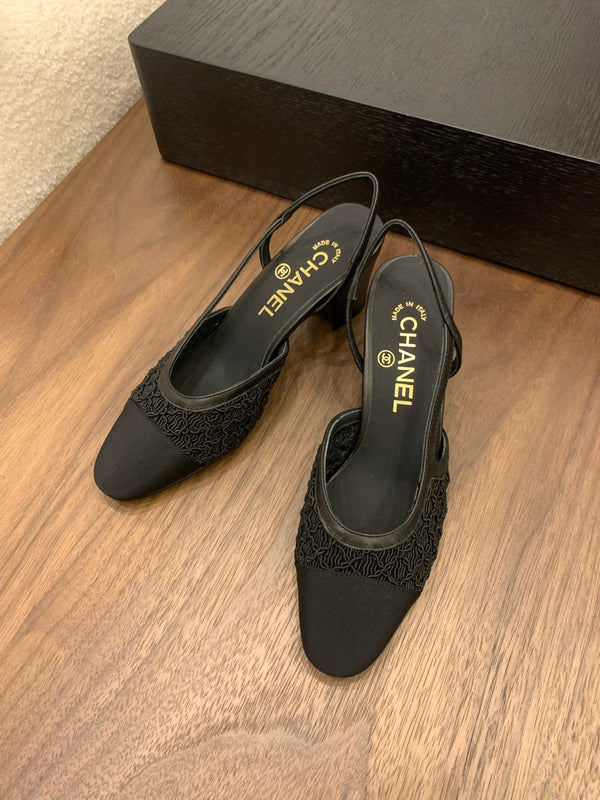 CC 25 Slingback 50mm Tessuto Grosgrain Nero