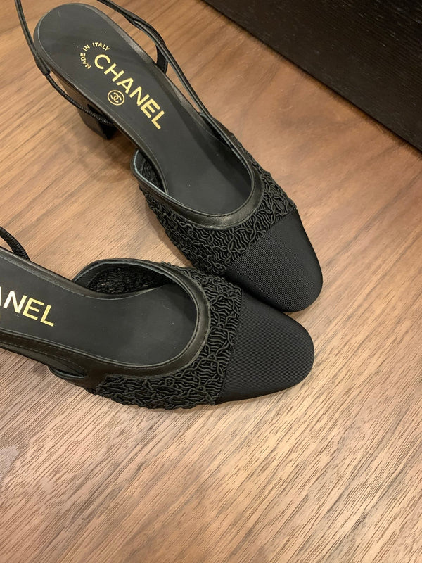 CC 25 Slingback 50mm Tessuto Grosgrain Nero