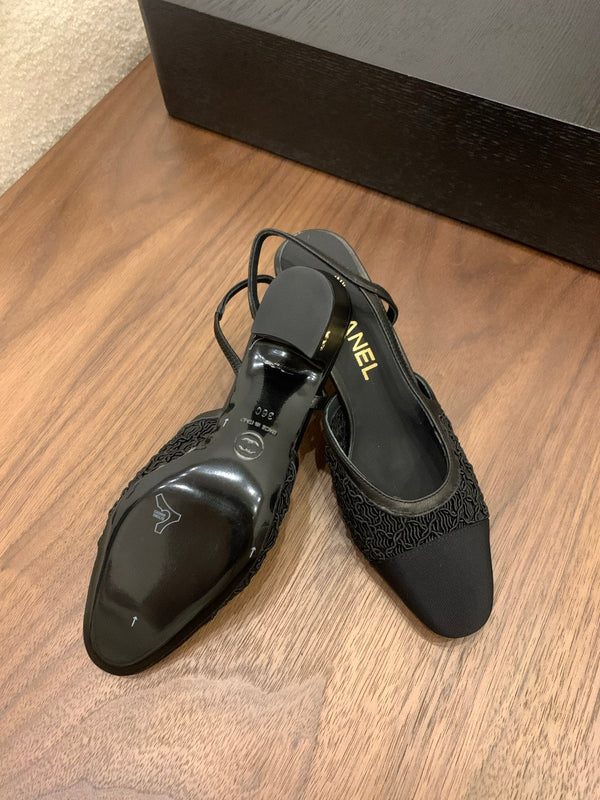 CC 25 Slingback 50mm Tessuto Grosgrain Nero