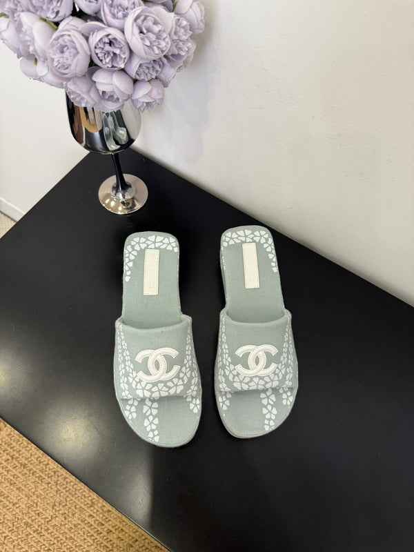 CC 25 Flower Slippers Blue Fabric 330769
