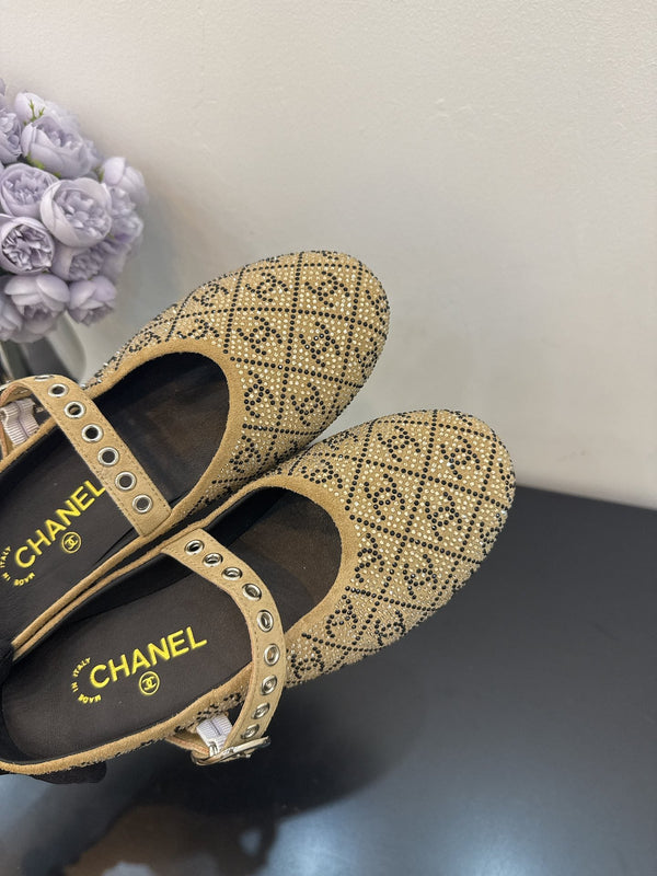 CC 25 Ballet Flats Mules Camel Brown Calfskin 331656