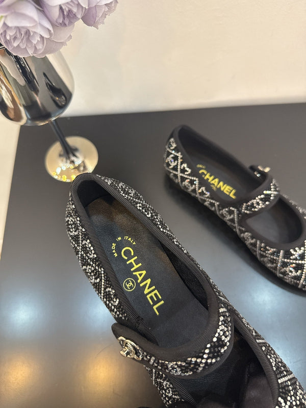 CC 25 Ballet Flats Black Calfskin 331661