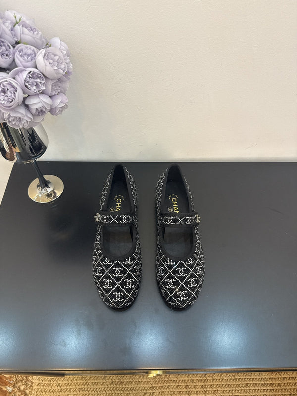 CC 25 Ballet Flats Black Calfskin 331661