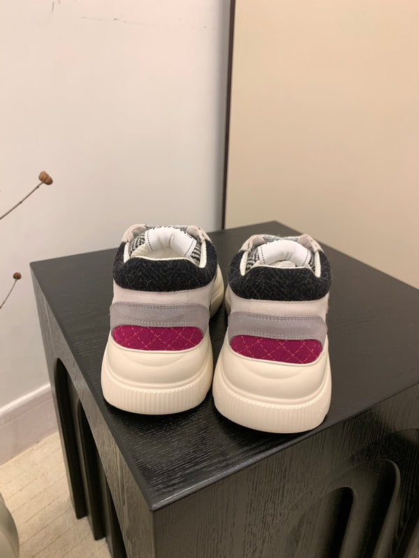 CC Alexander McQueen Sneakers Multicolor Suede and Tweed Fabric 537194