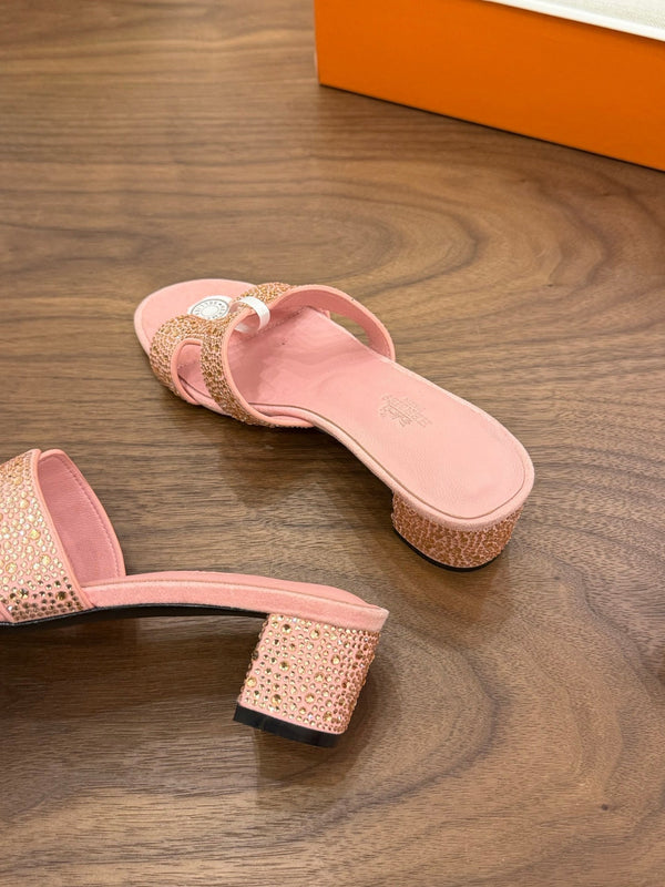HM 26s Oasis Sandal Light Pink Suede With Crystals