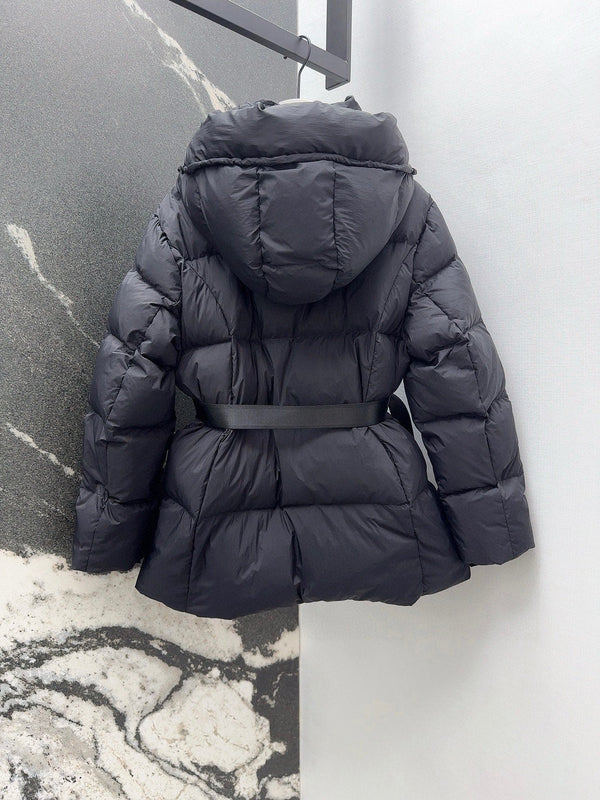 Burberry 25 Stand Collar Hooded Down Jacket Black Polyester