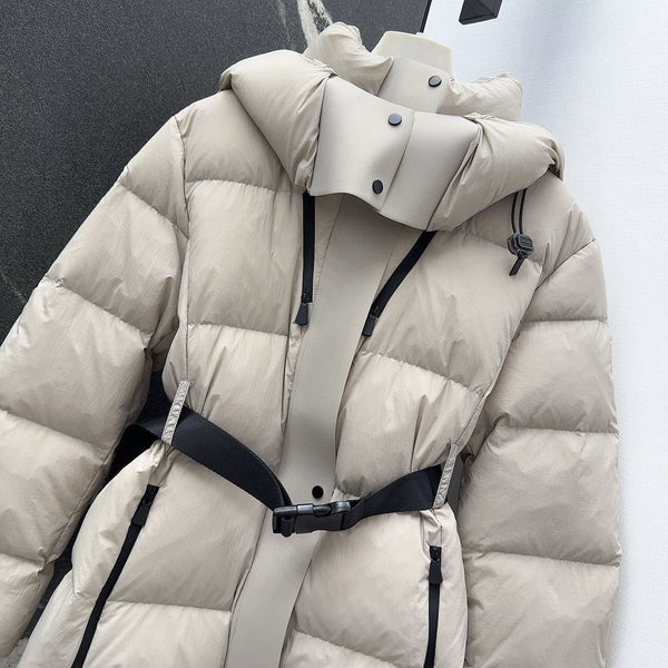 Burberry 25 Stand Collar Hooded Down Jacket White Polyester