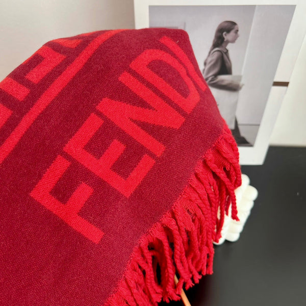 Écharpe Jacquard FF 180CM Laine Rouge 103630