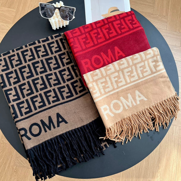 Écharpe Jacquard FF 180CM Laine Rouge 103630