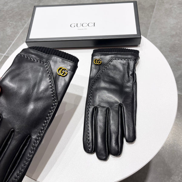 TOUCHSCREEN GLOVES IN BLACK LAMBSKIN MIX WOOL 130577