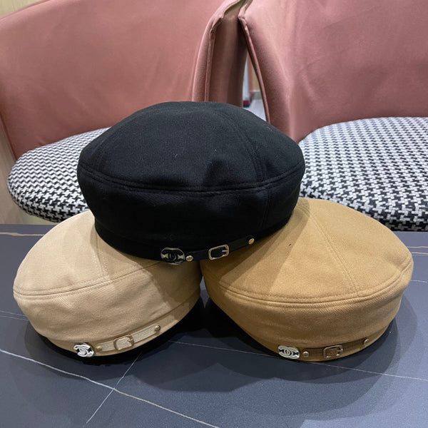 BERET HAT IN PEANUT BROWN FABRIC 419383