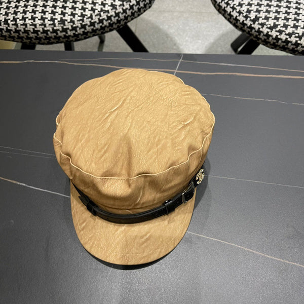 BAKER BOY CAP IN PEANUT BROWN CALFSKIN 420948