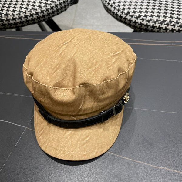 BAKER BOY CAP IN PEANUT BROWN CALFSKIN 420948