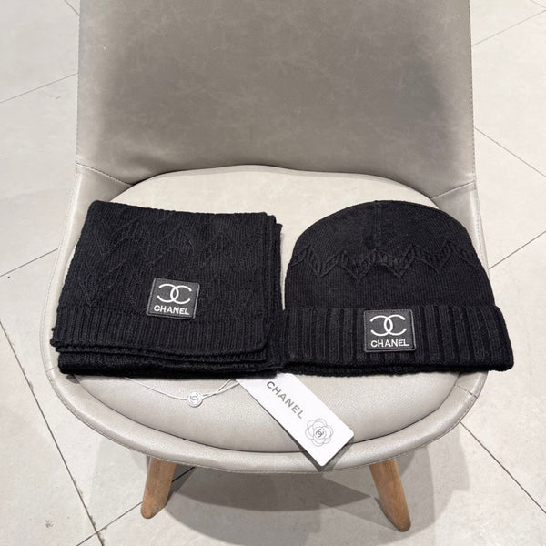 SET BEANIE HAT AND SCARF BLACK 427886