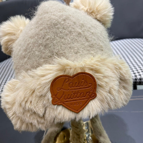 BERRETTO IN LANA BEIGE CREMA E PELLICCIA DI AGNELLO 427793