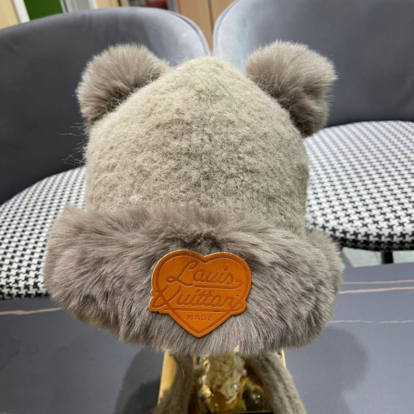 BERRETTO IN LANA BEIGE PERGAMENA E PELLICCIA DI AGNELLO 427794