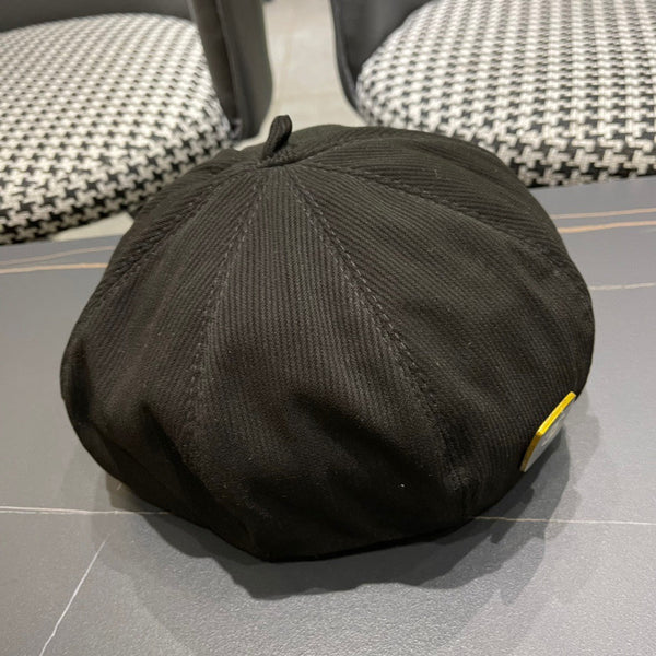 CAPPELLO BASCO IN VELLUTO A COSTE NERO 429844