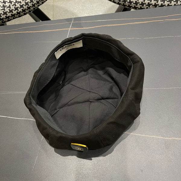 CAPPELLO BASCO IN VELLUTO A COSTE NERO 429844