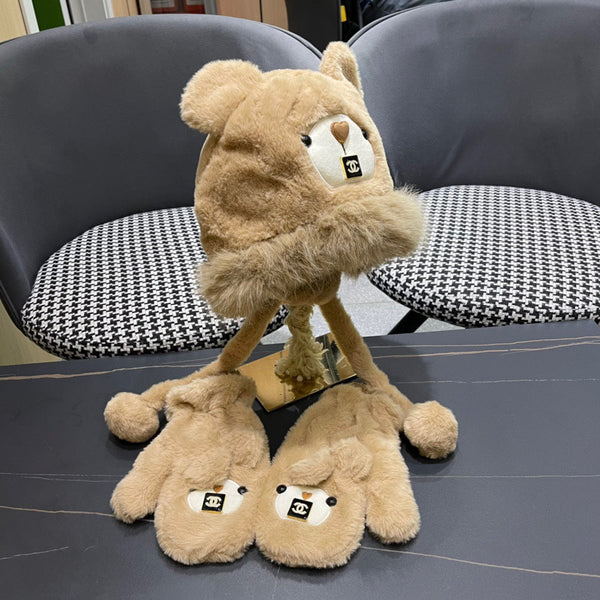 SET TRE PEZZI IN PILE E LANA MARRONE CAMMELLO 433194