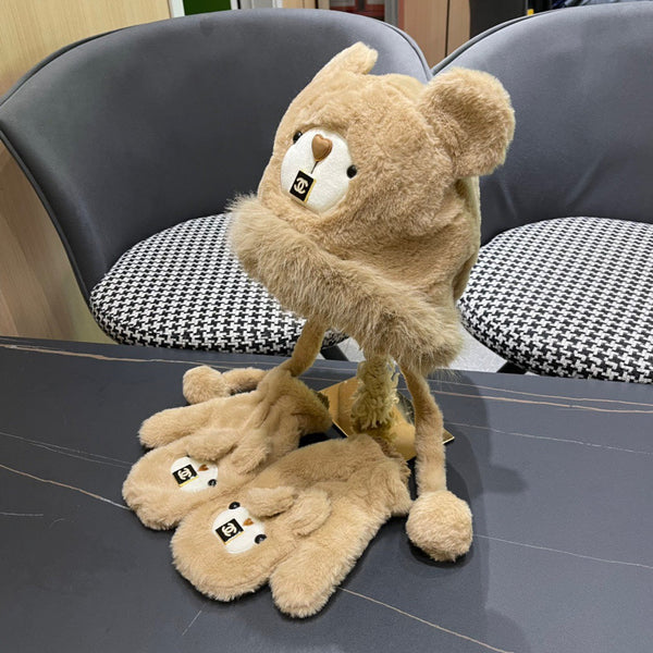 SET TRE PEZZI IN PILE E LANA MARRONE CAMMELLO 433194