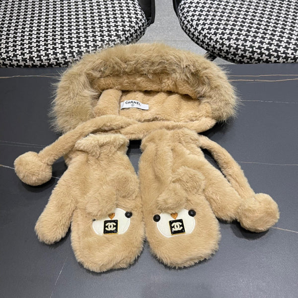 SET TRE PEZZI IN PILE E LANA MARRONE CAMMELLO 433194