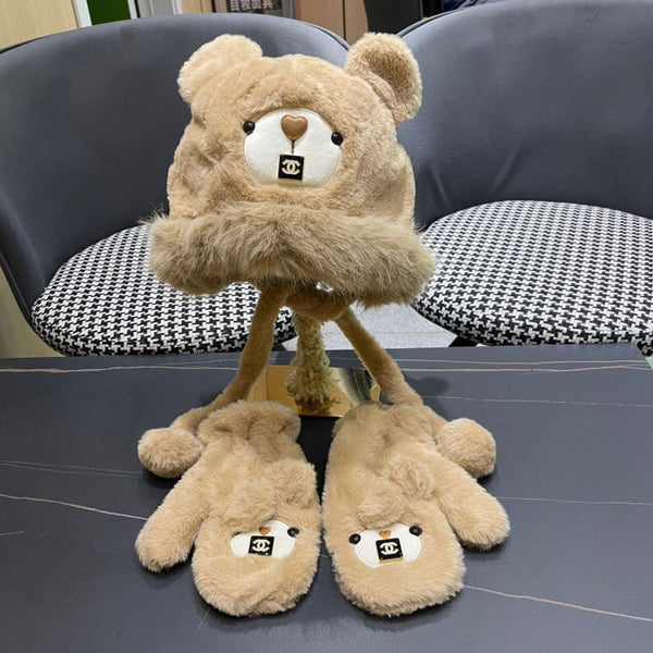 SET TRE PEZZI IN PILE E LANA MARRONE CAMMELLO 433194