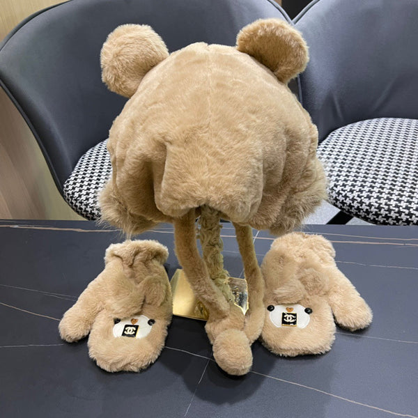 SET TRE PEZZI IN PILE E LANA MARRONE CAMMELLO 433194