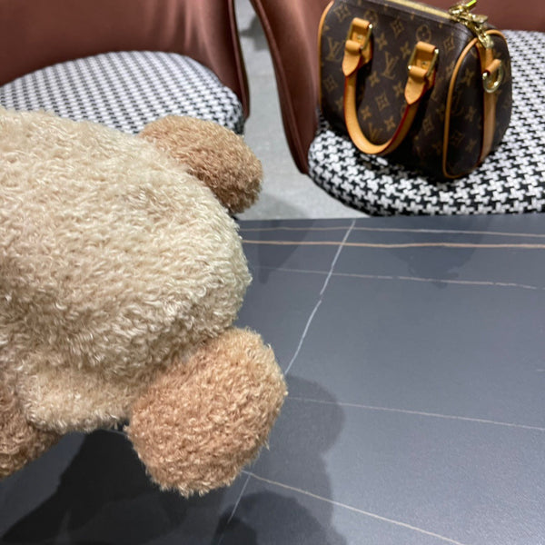 BEANIE HAT IN CAMEL BROWN WOOL AND RABBIT FUR 437685