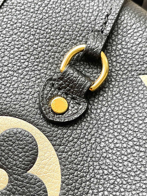NEVERFULL MM 31 IN PELLE NERA CREMA CON STAMPA MONOGRAMMA