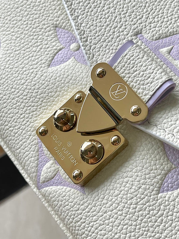 POCHETTE METIS EAST WEST 21 IN PELLE CON STAMPA MONOGRAMMA VIOLA BIANCA