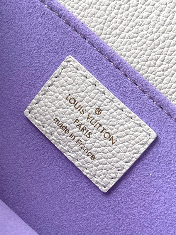 POCHETTE METIS EAST WEST 21 IN PELLE CON STAMPA MONOGRAMMA VIOLA BIANCA