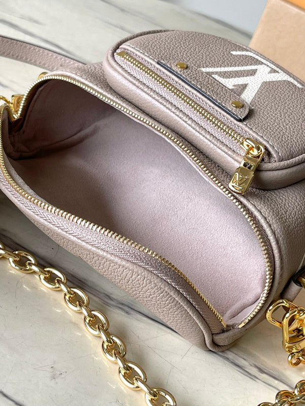 MINI MARSUPIO 17 IN TOURTERELLE BIANCO MONOGRAM EMPREINTE PELLE ORO HARDWARE