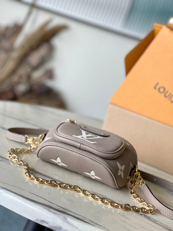 MINI MARSUPIO 17 IN TOURTERELLE BIANCO MONOGRAM EMPREINTE PELLE ORO HARDWARE