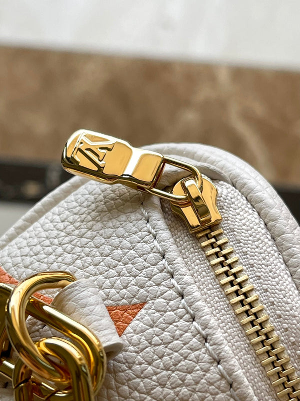 MINI MARSUPIO 17 IN PELLE BIANCA E ARANCIONE CON MONOGRAMMA E FERRAMENTA ORO