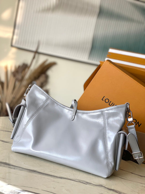 BORSA VIBE 33 IN PELLE DI AGNELLO LUCIDA GRIGIO TRIANON