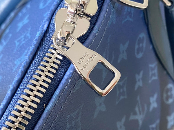 KEEPALL BANDOULIÈRE 55 IN TELA CON MONOGRAMMA SFUMATO VERDE NAVY