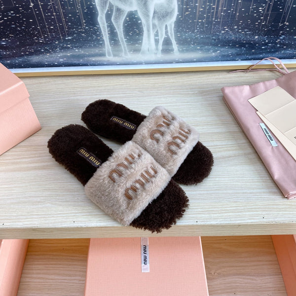 Miu Slipper Light Brown Wool