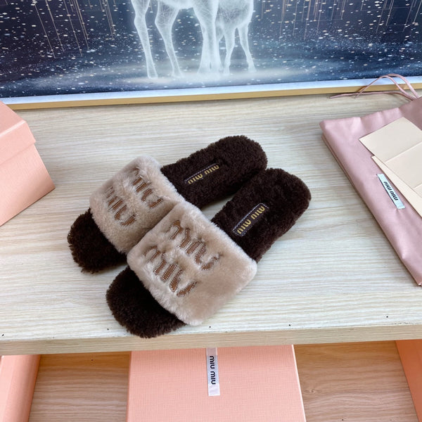 Miu Slipper Light Brown Wool