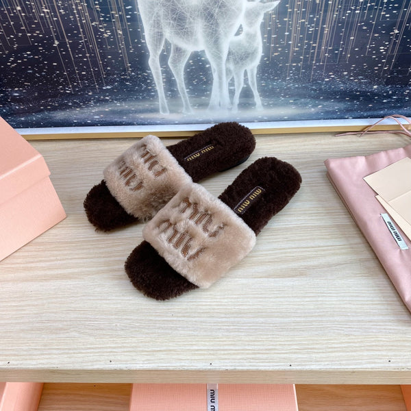 Miu Slipper Light Brown Wool