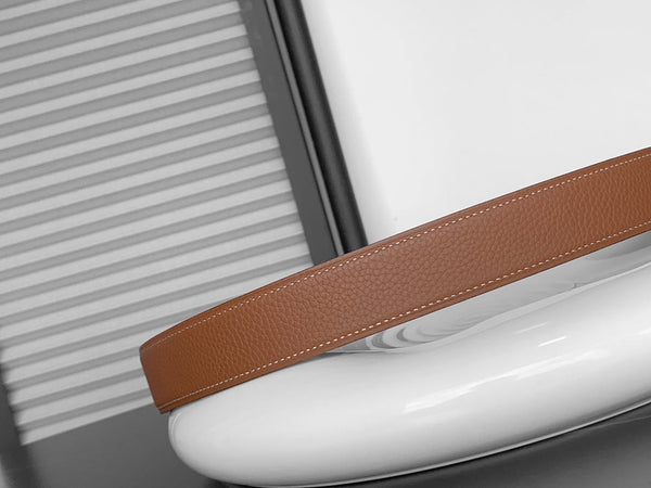 CINTURINO REVERSIBILE IN PELLE MARRONE NERO E BRONZO HM 32 MM FERRAMENTA ARGENTO