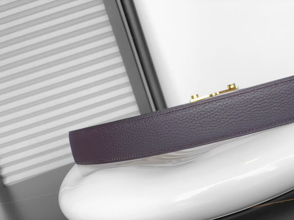 CINTURINO REVERSIBILE IN PELLE NERA E MARRONE CASTAGNO HM 32 MM FERRAMENTA ORO