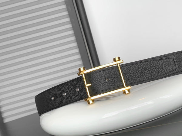 HM REVERSIBILE NERO E NERO E MARRONE KAKI CINTURINO IN PELLE 32 MM FERRAMENTA ORO