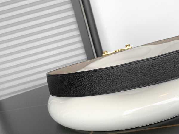 HM REVERSIBILE NERO E NERO E MARRONE KAKI CINTURINO IN PELLE 32 MM FERRAMENTA ORO