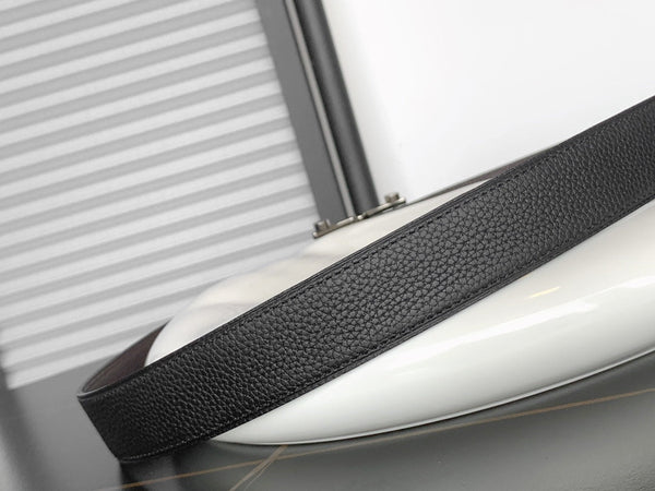 CINTURINO REVERSIBILE IN PELLE NERA E MARRONE CIOCCOLATO HM 32 MM FERRAMENTA IN RAME