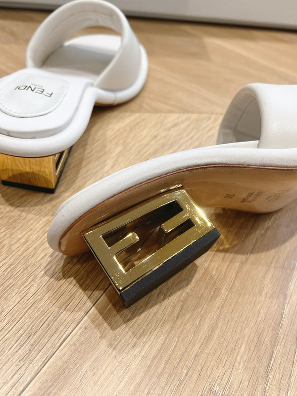 FF Baguette Slides Women 45 Nappa Leather White